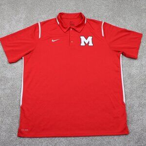 Nike Miami Redhawks Polo Shirt Mens XL Red Dri-Fit‎ Polyester S/S Pullover